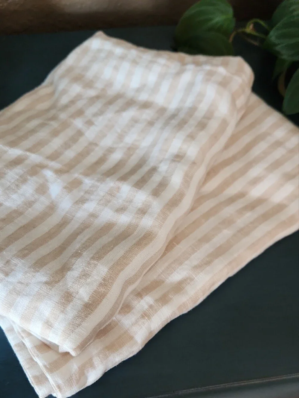Quince European Linen Latte White Stripe Standard Sham Set Of 2 Pillowcase